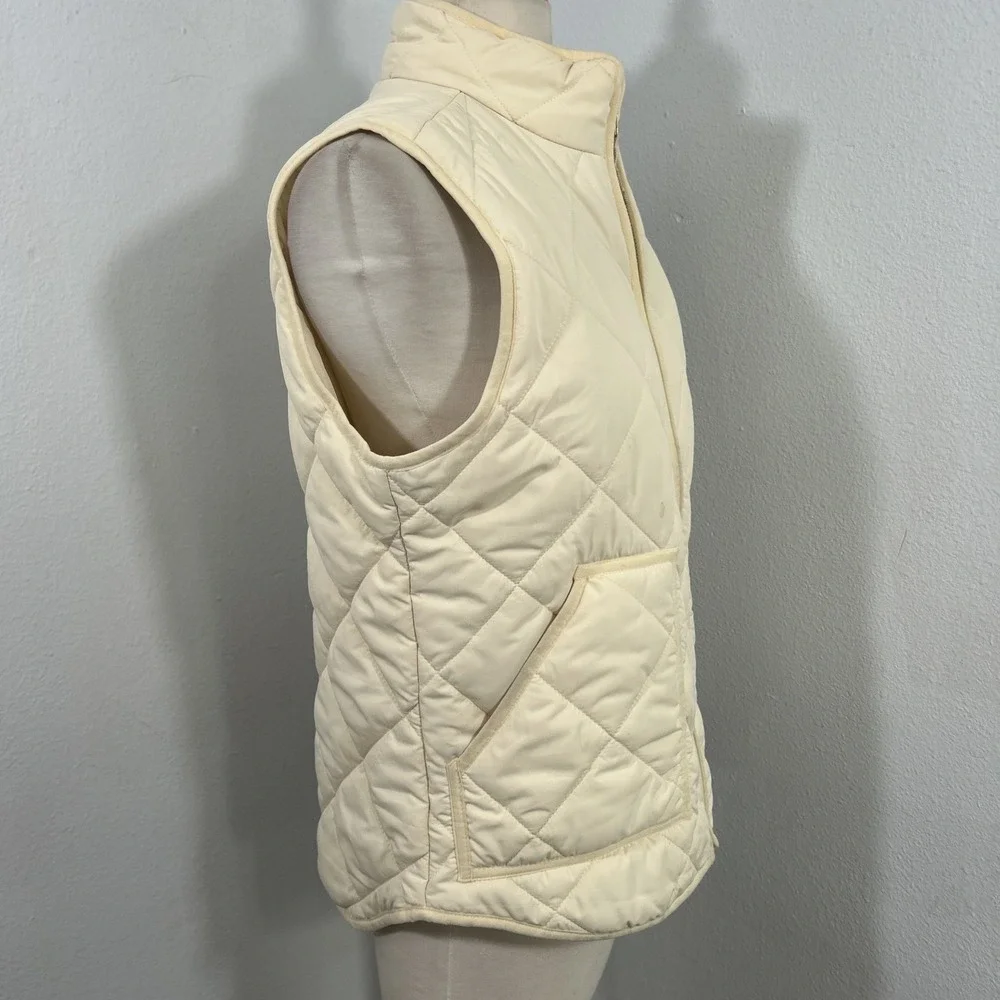 J Crew Mercantile Quilted Vest Womens M Beige Preppy Lightweight  Retrocore‎